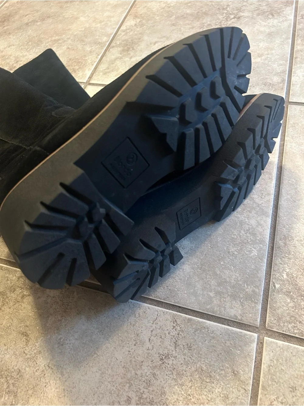Blondo Deon Black Waterproof Suede Lug Sole Tall Boots